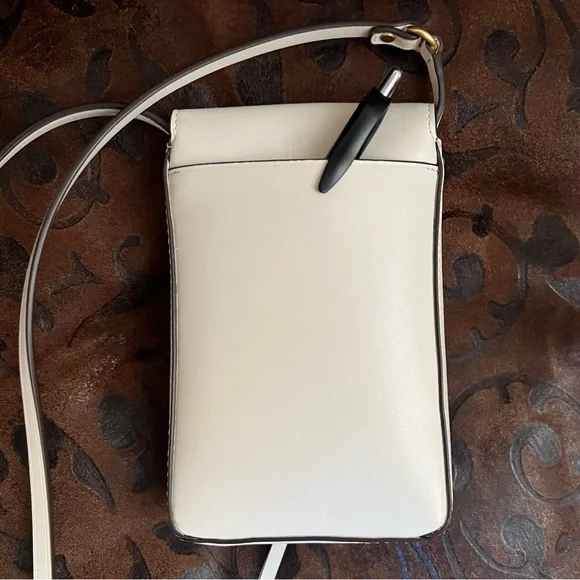 Tory Burch Nano Mini Miller Leather Logo Crossbody Phone Off White Bag